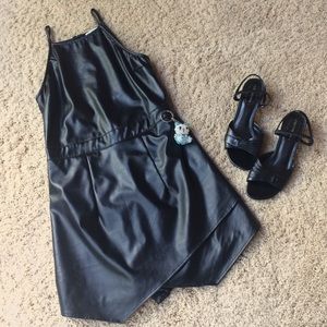 Charlotte Russe Black Pleather Romper Size S/M